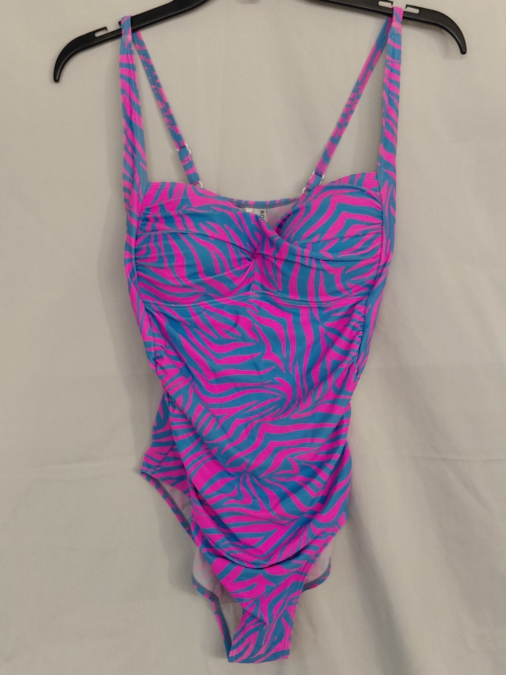 Women's Neon Pink & Blue Zebra One-Piece Swimsuit XL